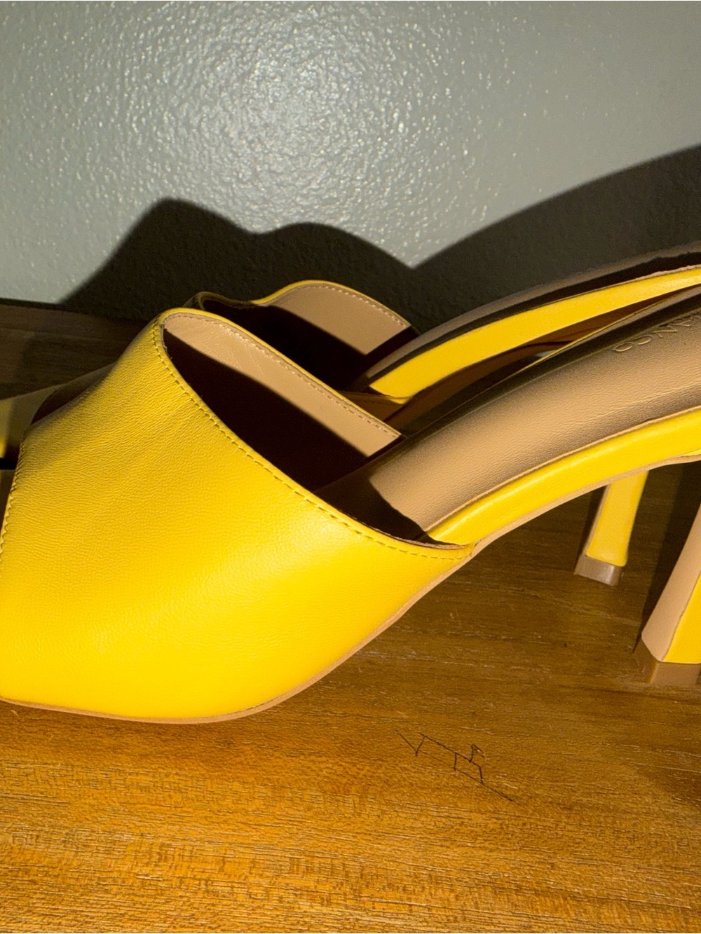 Tony Bianco Yellow Square-Toe Slide Mules - Picture 3 of 6